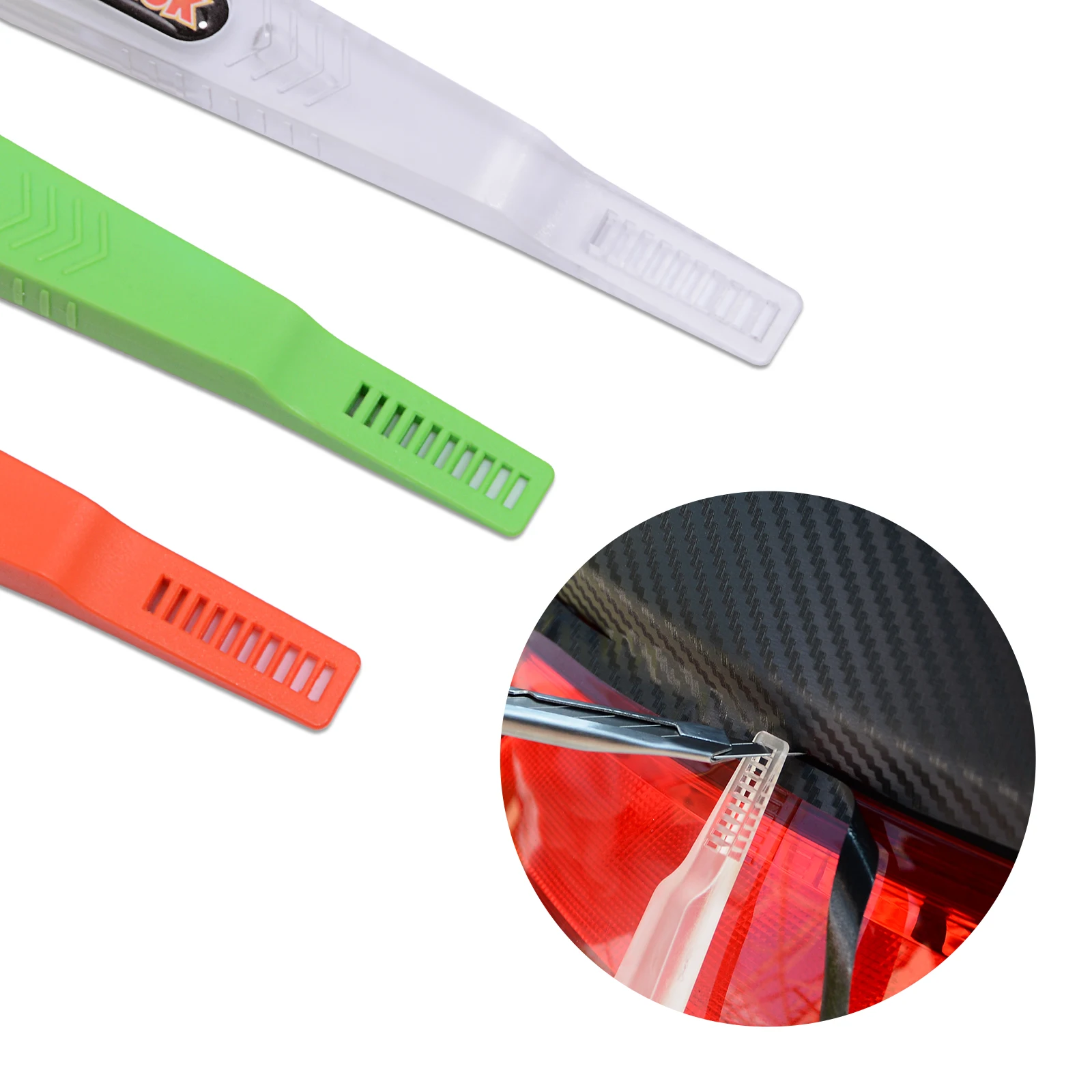 FOSHIO 3pcs Carbon Fiber Micro Magnet Sticker Stick Squeegee Vinyl Car Wrap Tool Kit Magnet Wrapping Scraper Styling Accessories