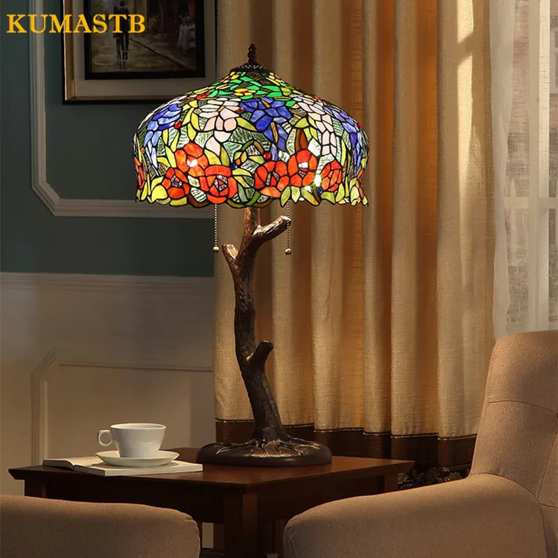 Living Room Table Lamp Bedroom Bedside Light Stained Glass