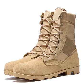 

Men Genuine Leather Desert Tactical Boots Special Forces Combat Army Boots Breathable Comfort Outdoor High Top Safety Work Shoes
