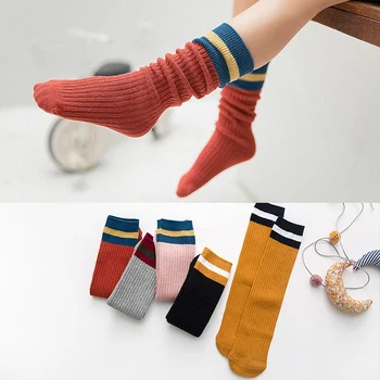 

New Spring Autumn Baby Boys Girls Cotton Knee High Socks Solid Candy Color Kids Stripe Cotton Socks For Children Leg Keep Warm