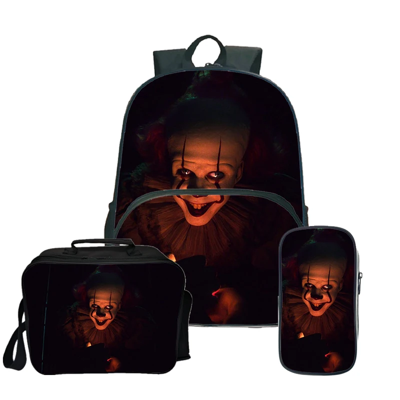 Mochila IT Horror Movie рюкзак "Клоун" школьные сумки для подростков девочек мальчиков рюкзак для ланча Детский рюкзак для путешествий с пеналом