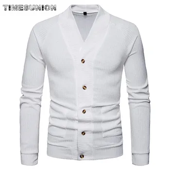 

Men Button Cardigans Sweaters 2020 New Casual Men solid Pullover V Collar Cashmere sweater Outerwear Clothing