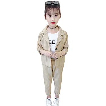 

Girls Clothing Striped Coat + Pants Girls Suit Set Casual Style Tracksuit For Girl Spring Autumn Children's Clothes 6 8 10 12 14