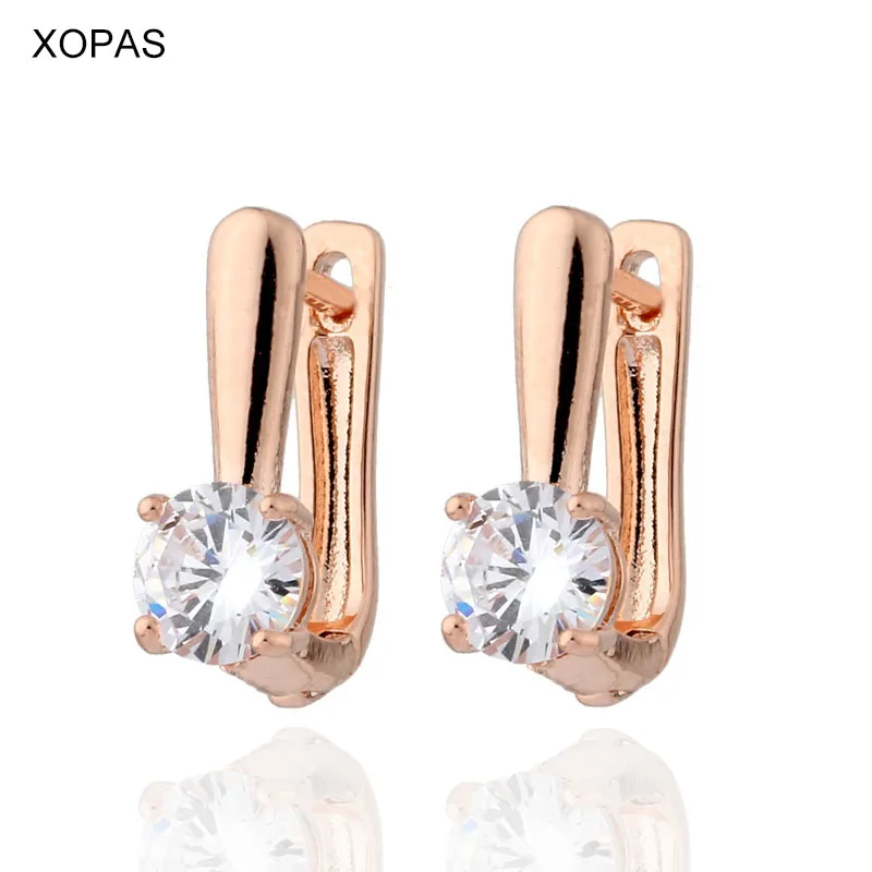 

New Design Fashion 585 Rose Gold Color Copper Earrings For Women Party Jewelry Gift Cubic zirconia Drop Earrings For Girl