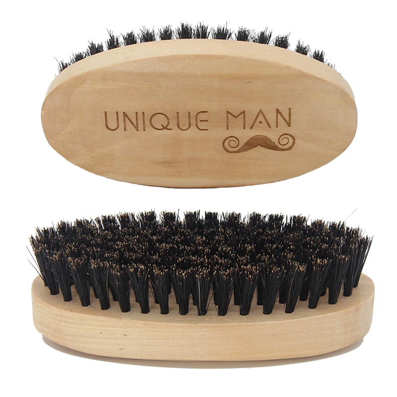 Natural Wooden Boar Bristle Beard Brush For Men Beard Mustache Facial ...