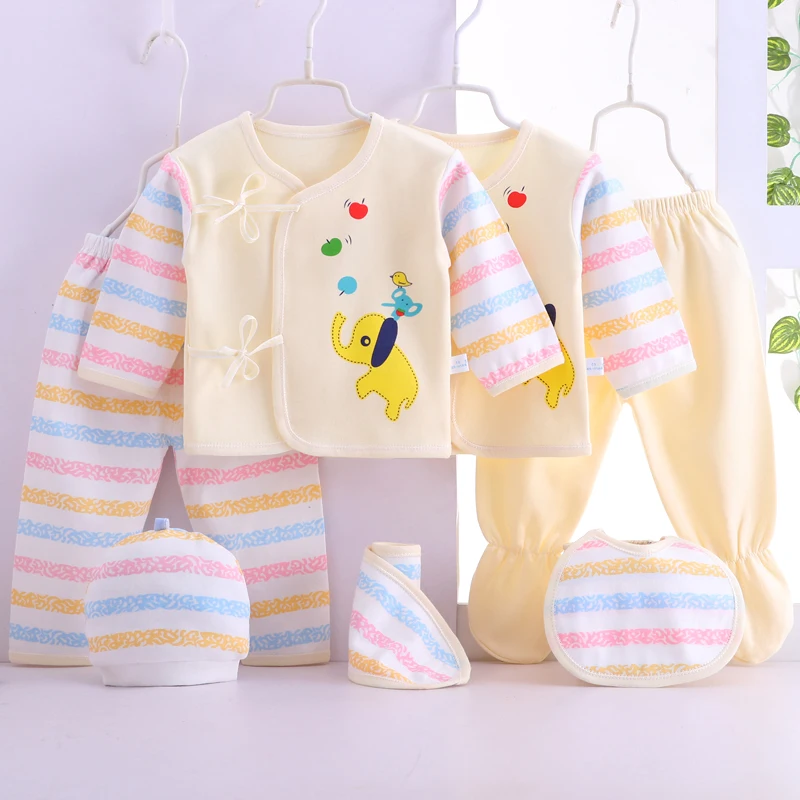03-Yellow 7 шт./компл., комплект одежды для новорожденных, одежда для малышей, хлопковые вещи для маленьких мальчиков и девочек 0-3 месяцев, детское нижнее белье, комплект осенней одежды - Цвет: 03-Yellow