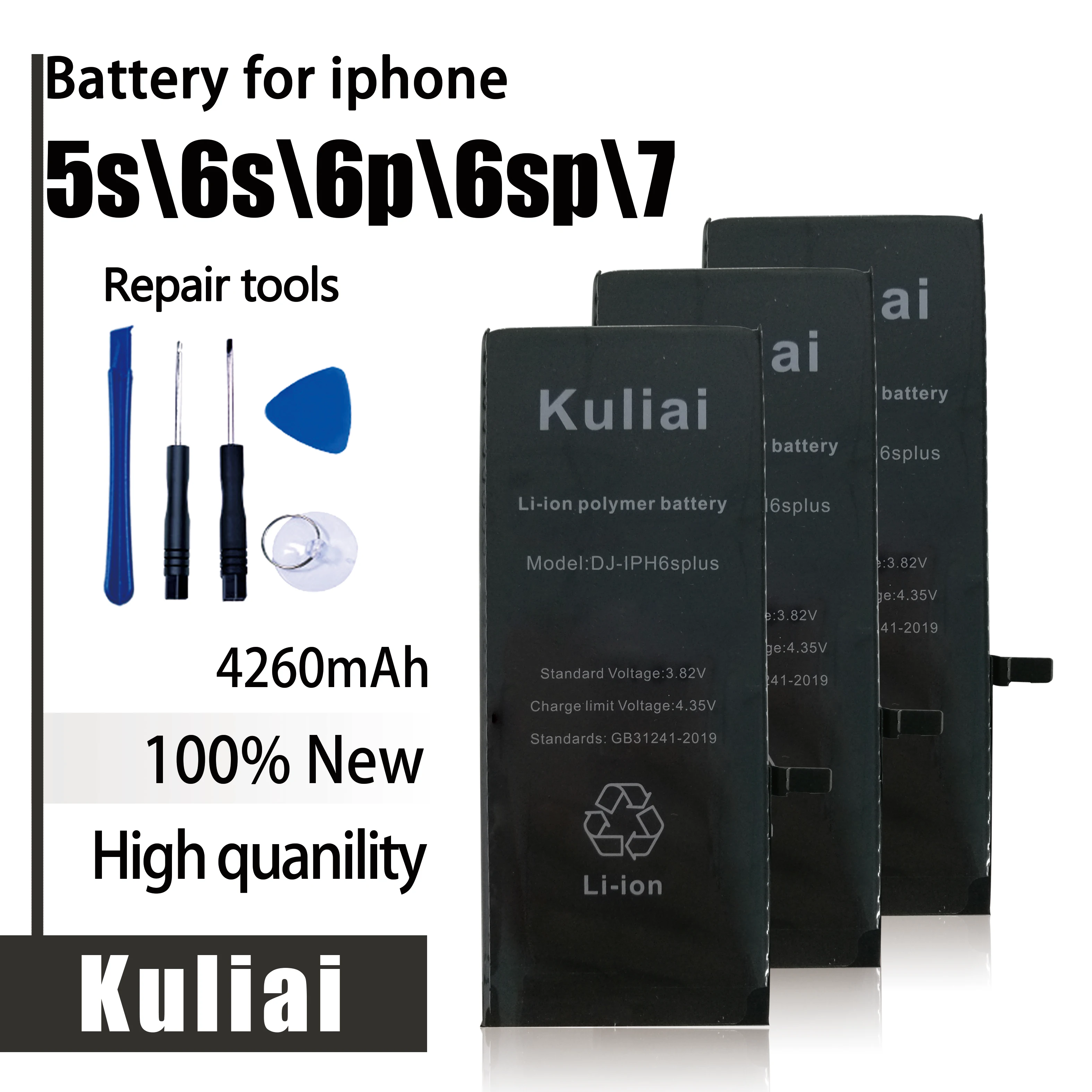 

For iPhone 5S 6S 6 plus Battery Kuliai Mobile Phone Battery High Capacity Bateria Original Replacement Batterie For iPhone7 6SP