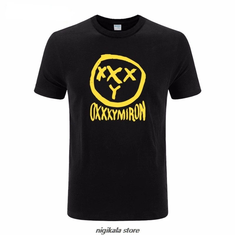 Футболка мужская с принтом OXXXYMIRON модная тенниска для отдыха круглым вырезом и