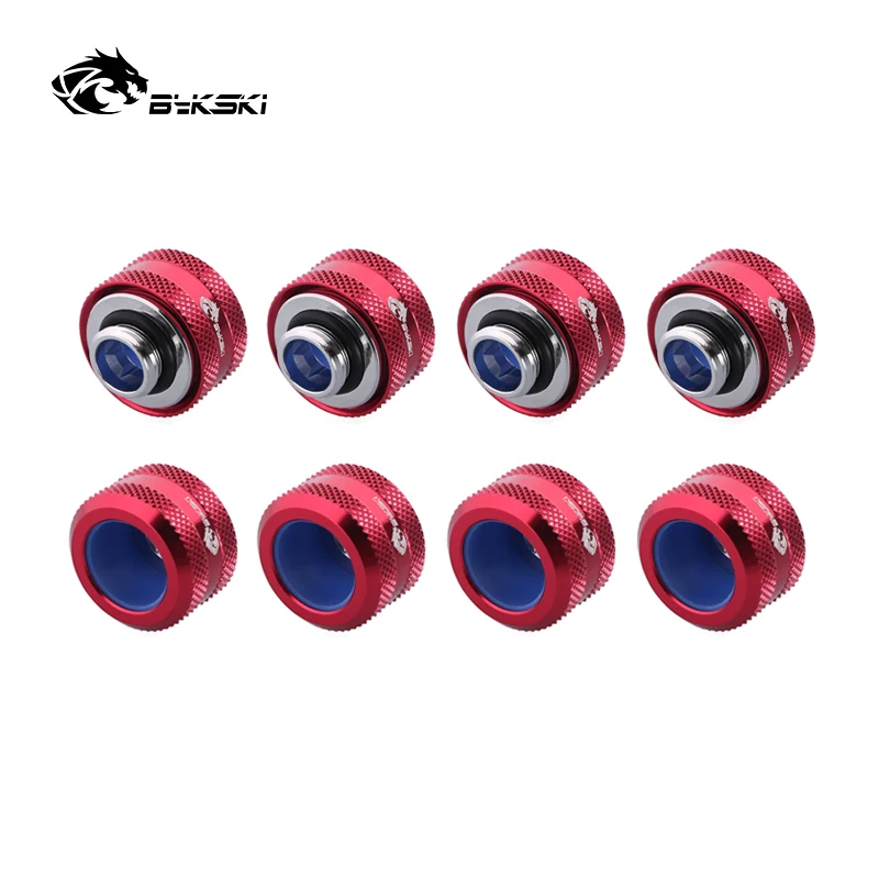 BYKSKI 8pcs/lot OD12mm/OD14mm/OD16mm Enhanced Anti-off Rubber Hand Compression Copper Fitting G1/4' use for Hard/Rigidity Tube