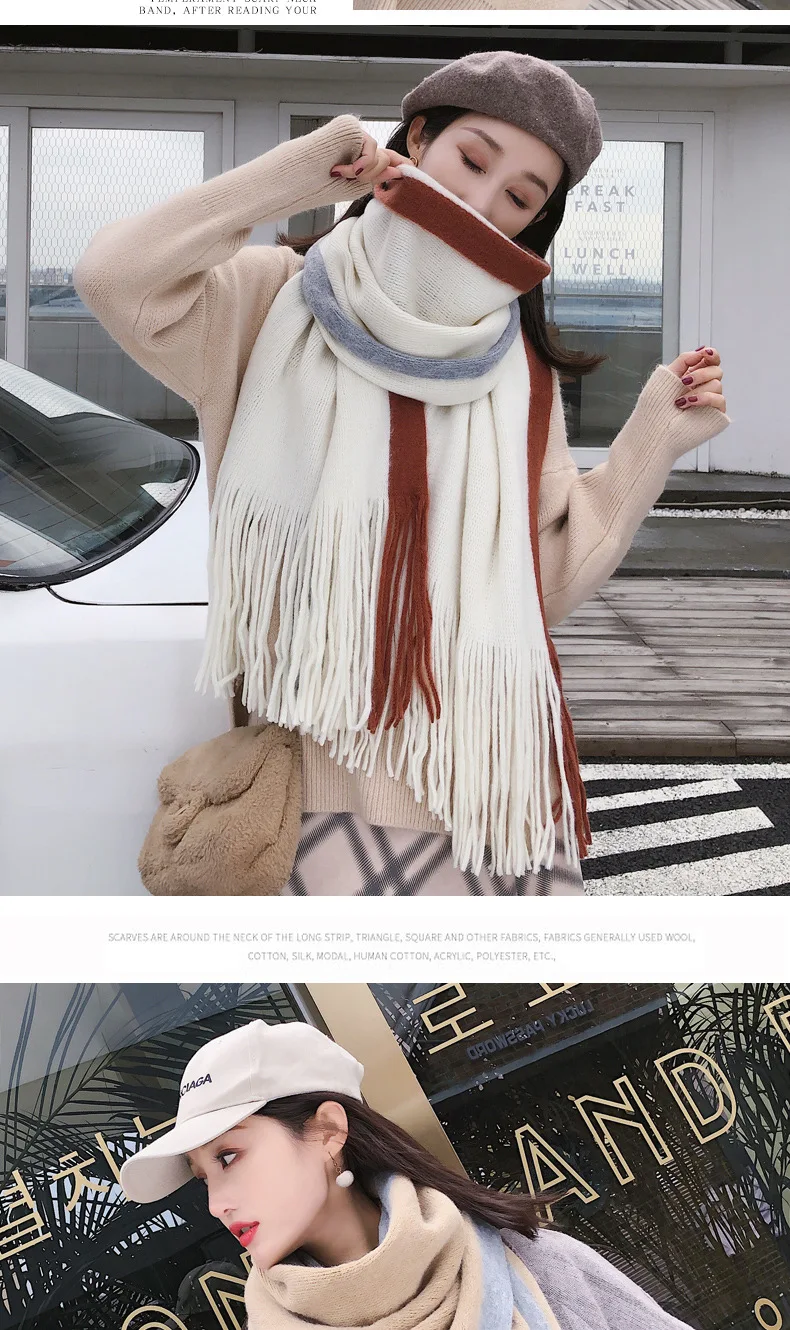 Women Solid Color Cashmere scarves with tassel Autumn new soft warm lady's secret thin long scarf woman shawl scarf