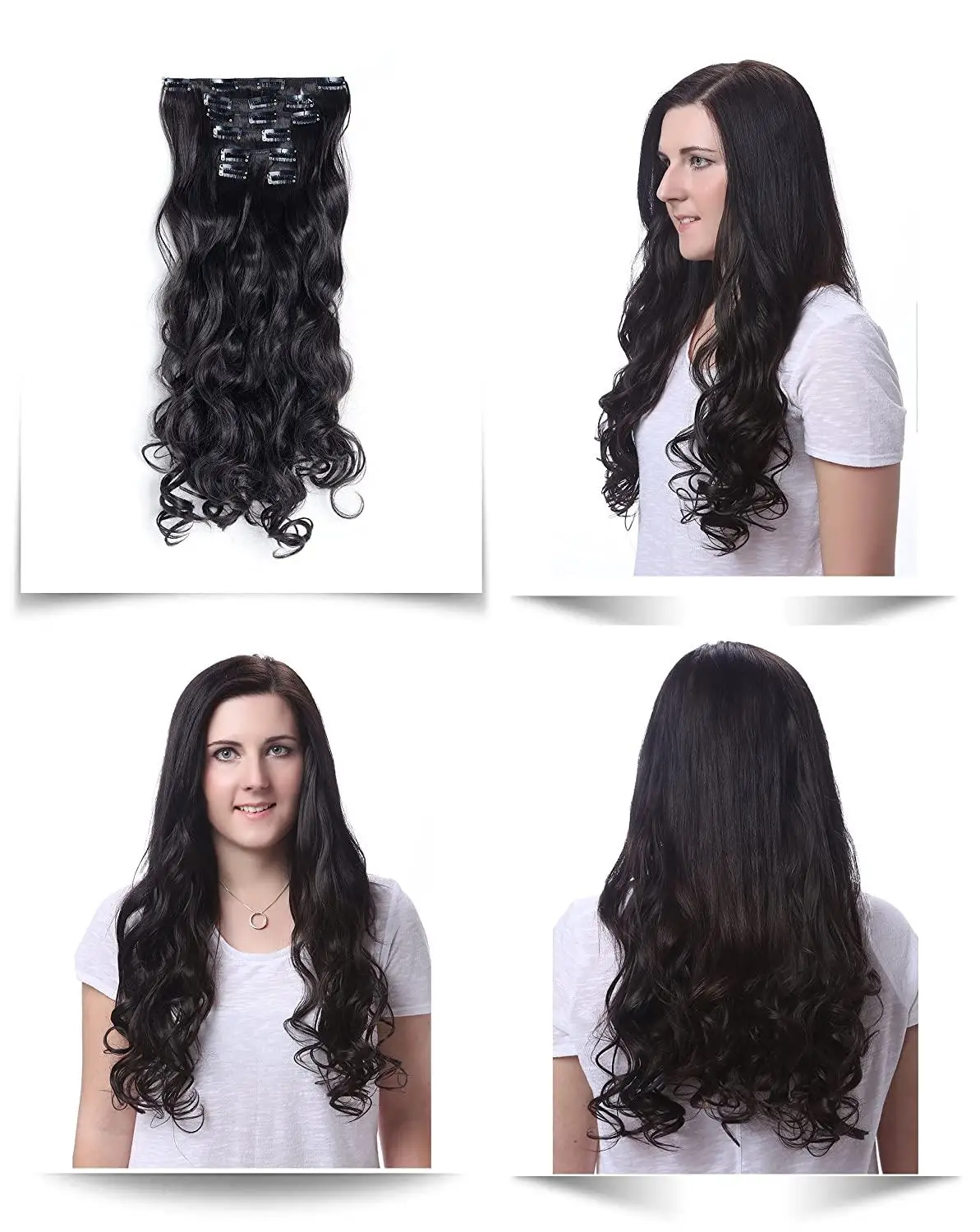 24inch 6pcs/set Clip in Hair Extensions Curly Natural Hair Clip ins Synthetic in Extension for Women