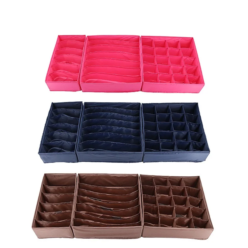 

Oxford Washable Folding Storage Box Drawer Closet Organizer Container 3pcs/set Home Storage Underwear Sock Bra Tie Organizer Box