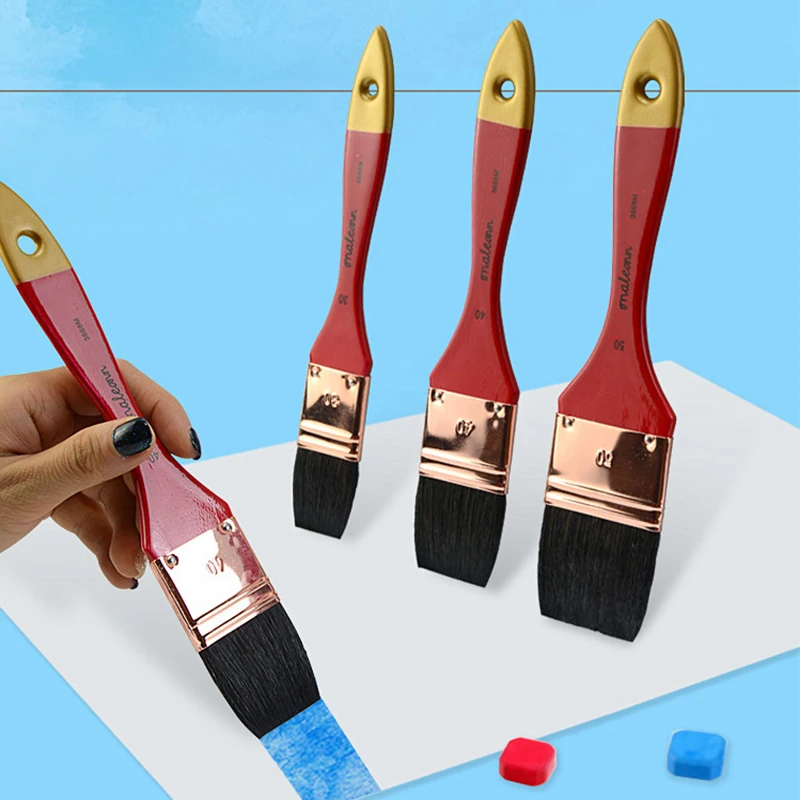 Maleonn Squirrel Hair Watercolor Flat Brush 3688m Strong Water Storage
