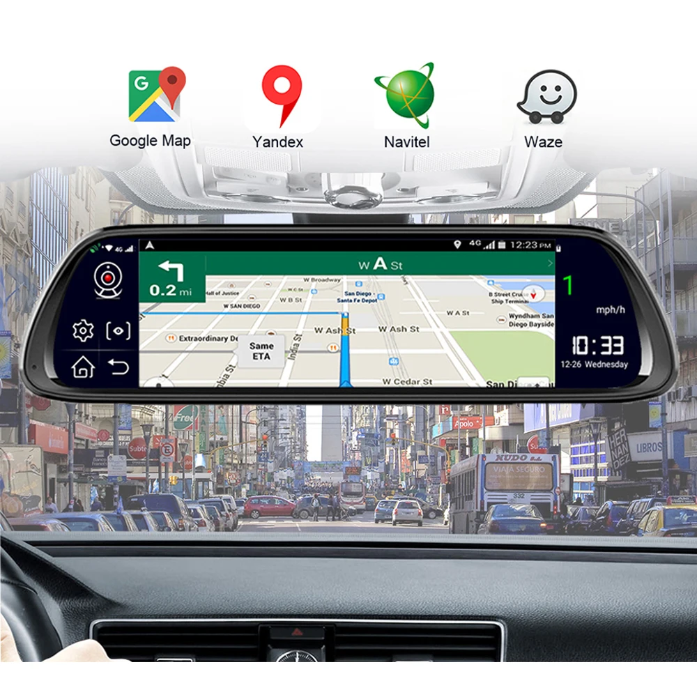 WHEXUNE Автомобильный видеорегистратор Камера 4G Android 8 1 ADAS зеркало диск Регистраторы