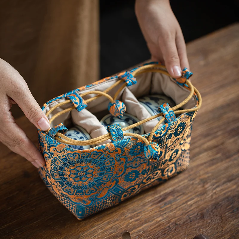 

Chinese Style Tea Set Storage Bag One Pot Two Cups Without Tea Set Double-layer Cotton Thickened Portable Only Tea Cozies ZB80