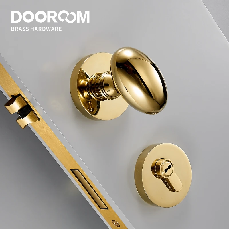 Dooroom Set serratura in ottone moderno lucido PVD oro interno camera da letto bagno manichino Privacy passaggio Set leva nascosta