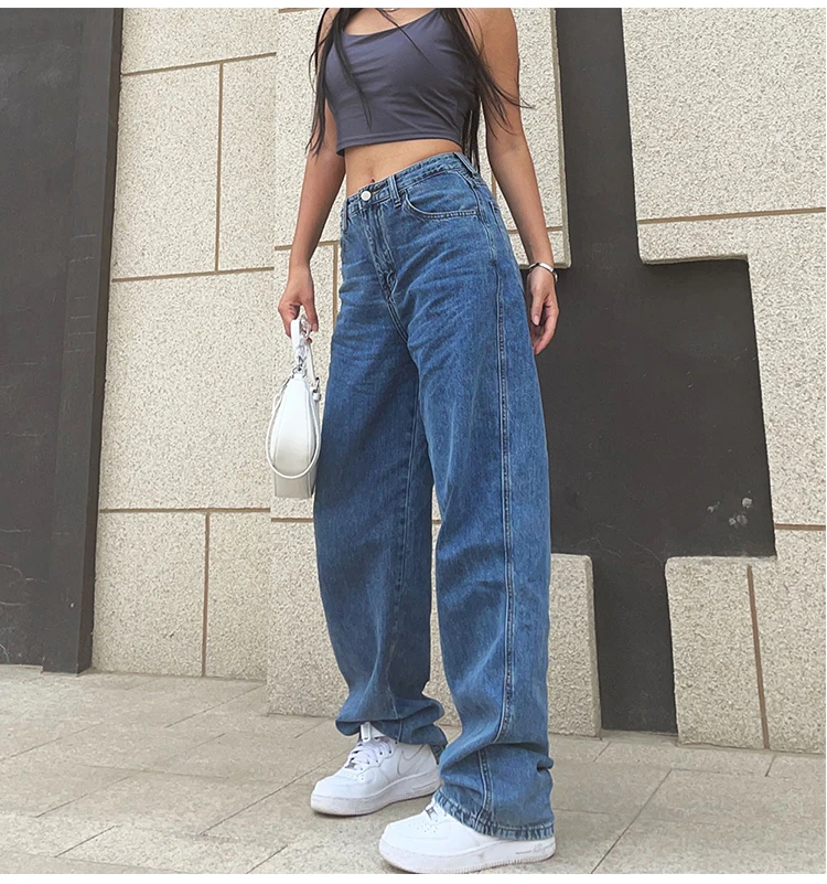 Blue Jeans Vrouwen Retro Streetwear Broek Plus Size Kleding Hoge Taille  Jeans Mode Losse Rechte Pijpen Broek Moeder jeans|Spijkerbroek| - AliExpress