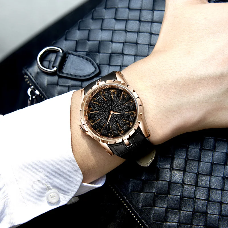 ONOLA brand unique quartz watch man 2019 luxury rose gold leather wristwatch fashion cusual waterproof Vintage Relogio Masculino