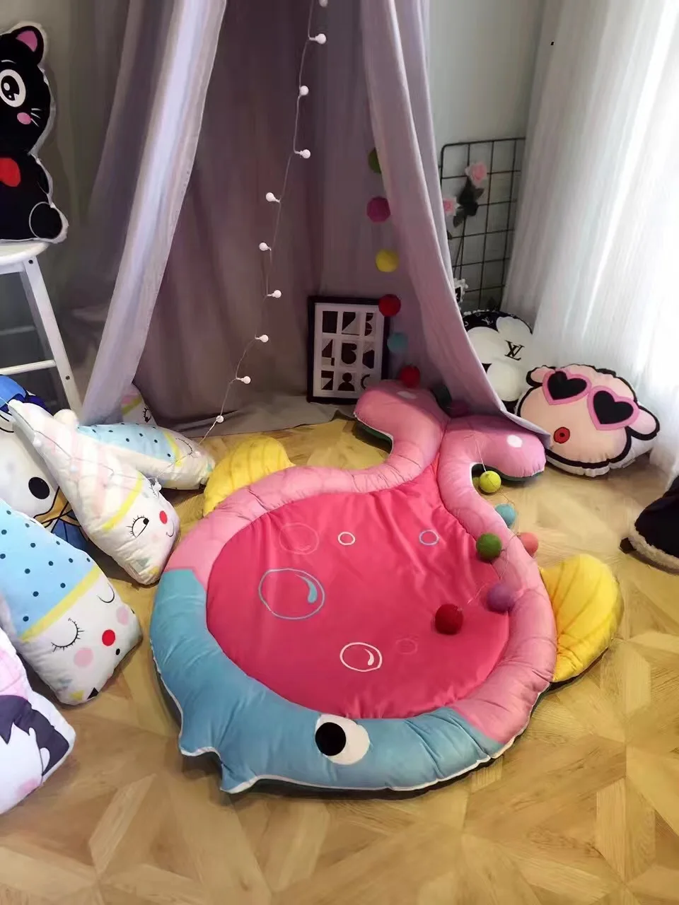 Игровой коврик мультфильм животных Детская мозаика новорожденных ползание младенца одеяло хлопок Круглый Пол коврик, мат для Детская комната Декор - Цвет: 21