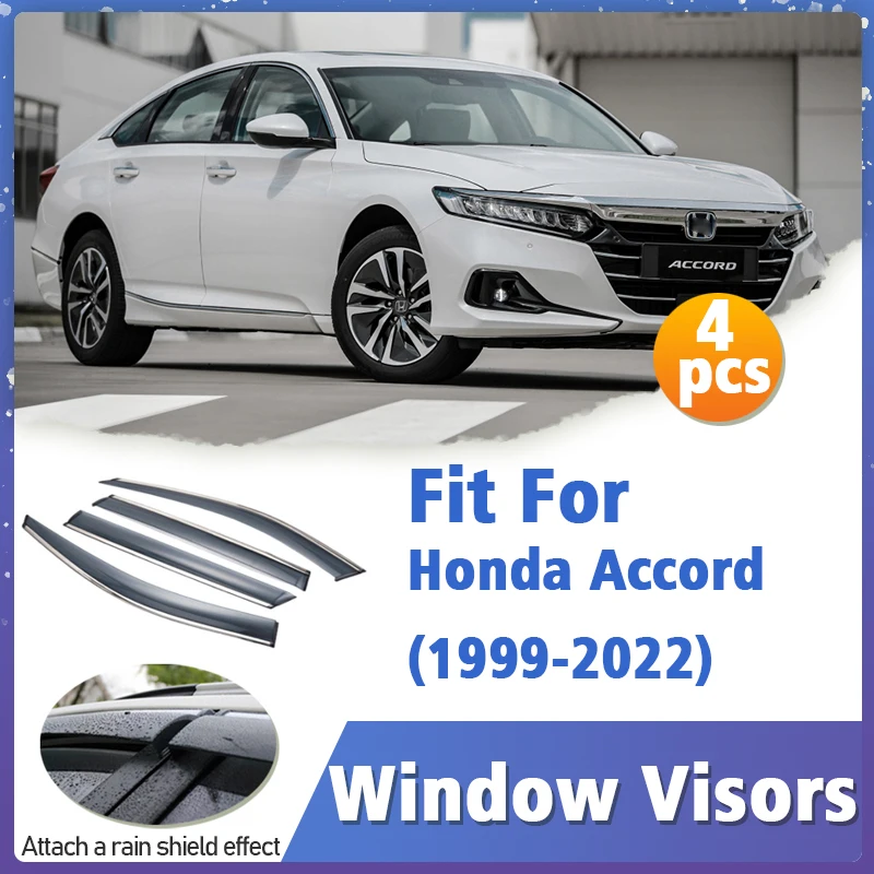 VIOJI 4pcs Compatible with 2008-2012 Honda Accord Sedan Smoke Deflector Sun Rain Guard Vent Shade Window Visors 