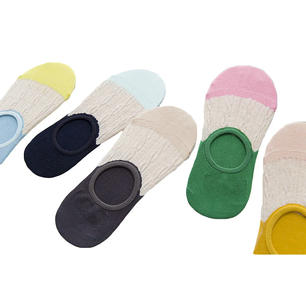 Женские невидимые низкие носки, контрастные цвета, дышащие, без шоу, носки-лодочки, WATHC0050