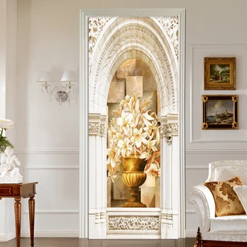 

3D Roman Wallpaper Cylindrical Vase Photo Mural Living Room Hotel Bedroom Luxury Decorative Door Sticker PVC Self-adhesive Paper