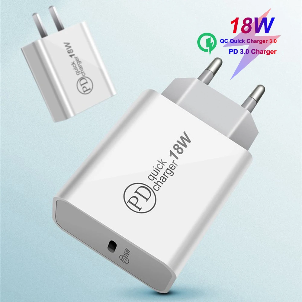 

Quick Charger 3.0 PD Charger Type-C QC 3.0 Charger for iPhone 11 Pro Max iPad Air for Samsung s10 plus 18W PD 3.0 Fast Charger