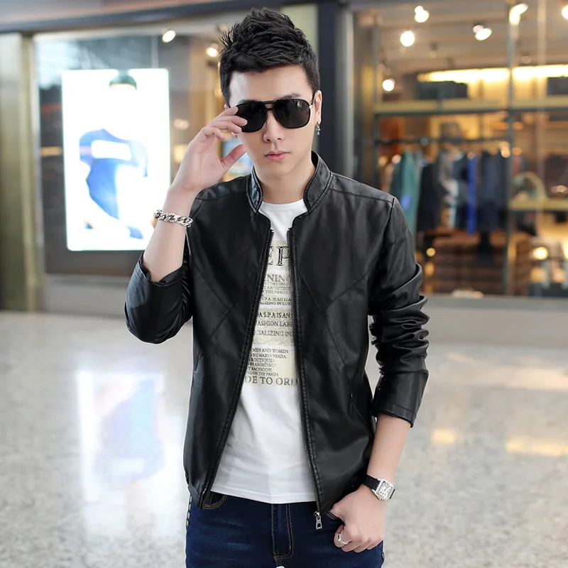

Male Model Wave 088-p111-P75 100% Pu Autumn Clothing Large Size Stand Collar Coat New Style Leather Coat Men'S Wear