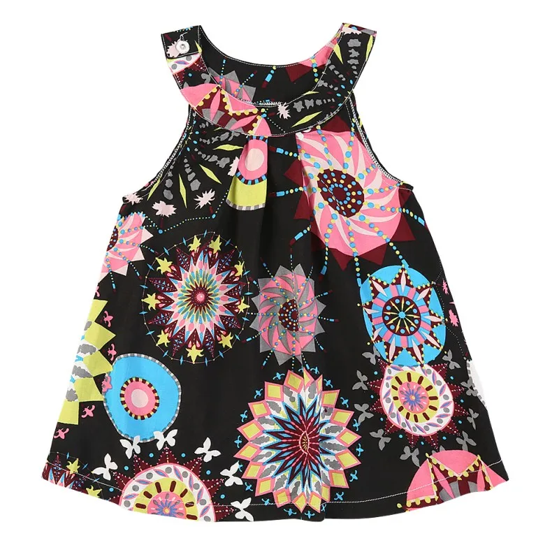 Милая детская одежда жилет с принтом Одежда для маленьких девочек платье с цветочным рисунком для малышей, наряд для младенцев Vestido, богемные платья для малышей От 6 месяцев до 4 лет,# 25A