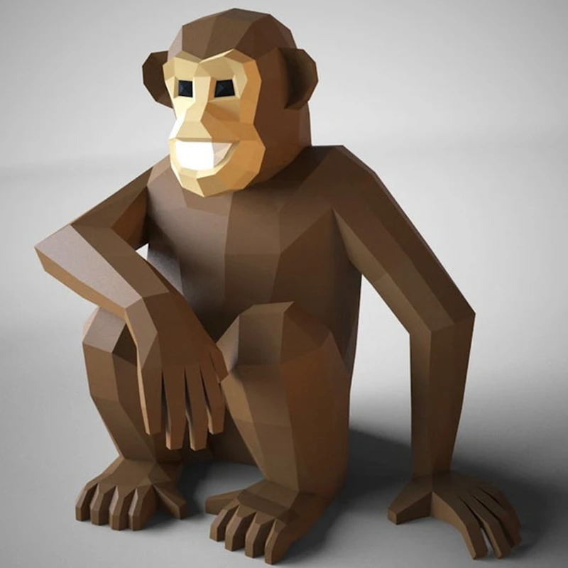 Chimpanzees Monkey DIY Papercraft Animal Paper Model Low Poly Home Decor  Ornaments Simulation Model Handmade Toy Video Props|Bộ Thẻ Ghép Mô Hình| -  AliExpress
