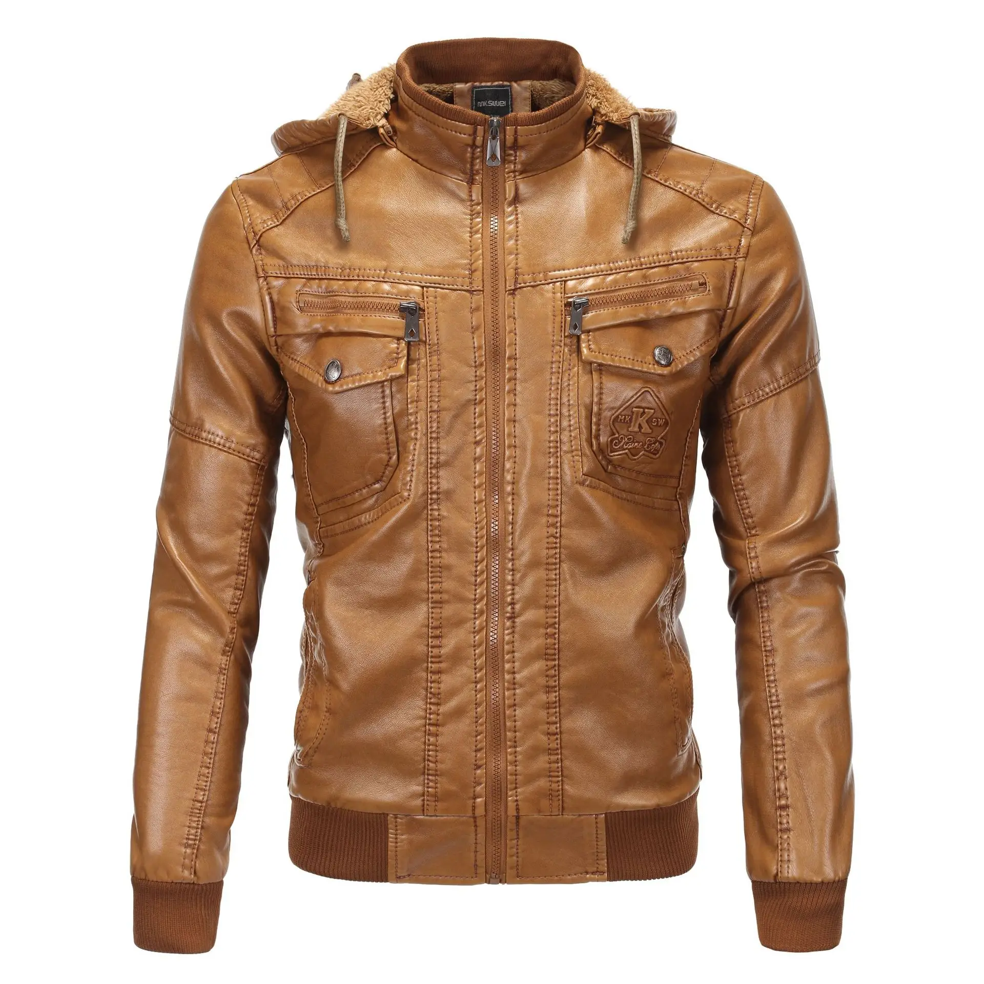 Мужская зимняя кожаная куртка, новая мотоциклетная теплая кожаная куртка из натуральной кожи, Мужская модная ветрозащитная куртка для мужчин