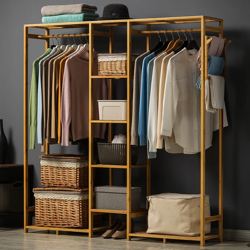 A1 Modern Wardrobe Multifunction Storage Rack Orgnizer Floor Shoe Rack Large Capacity Clothing Hanger Coat Home Furniture