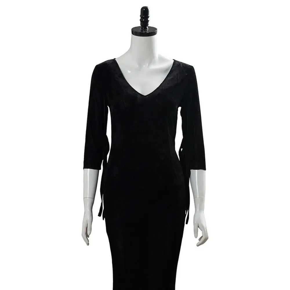 Halloween Cosplay Costume for Women: Morticia Addams Black Dress image 6
