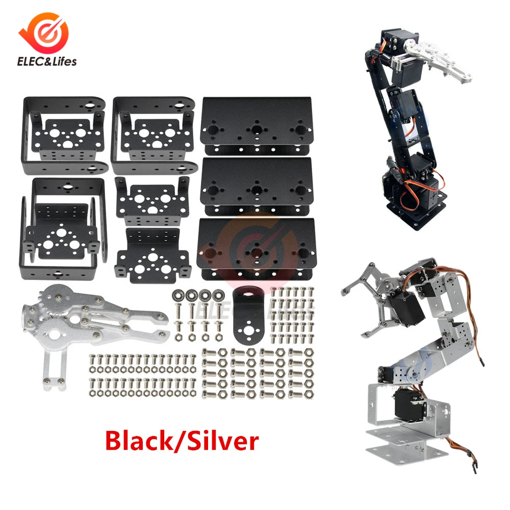 DIY манипулятор ROT3U 6DOF алюминиевая рука робота механический Роботизированный зажим коготь монтажный комплект для Arduino черный/серебристый