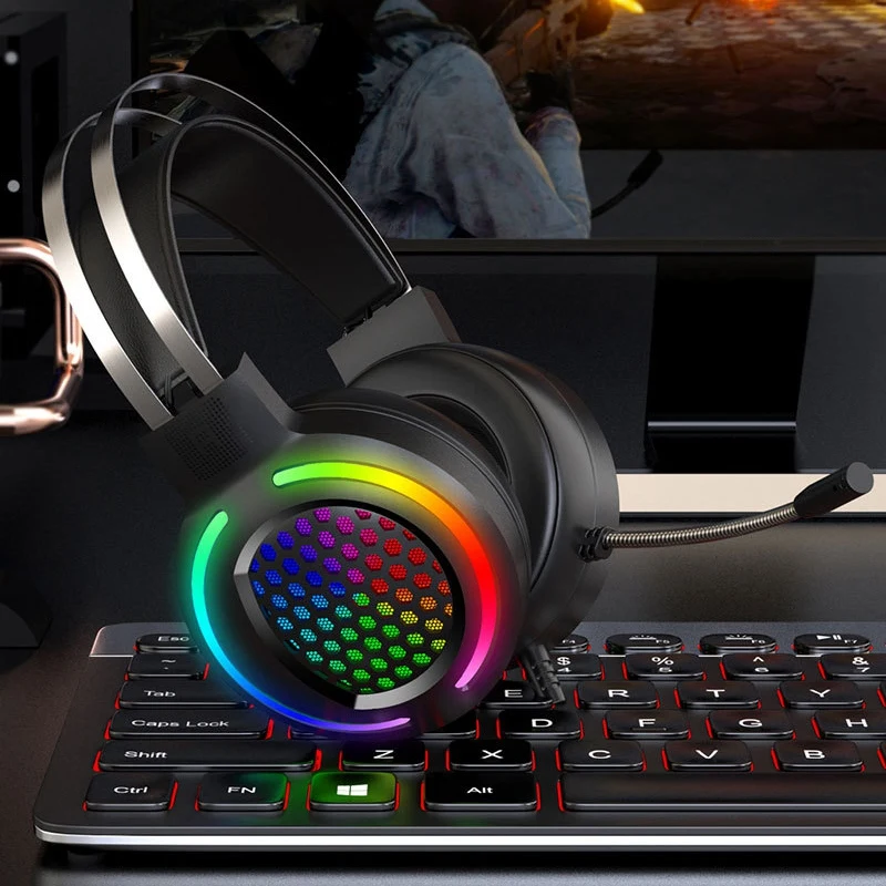 X2 Gaming Headset 7 1 Surround Sound USB 3 5mm Wired RGB Light Gaming Headphones with Microphone for Tablet PC Gamer