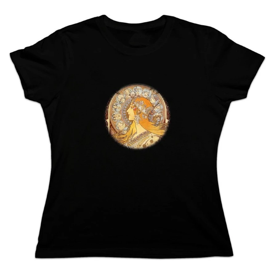 Zodiac Alphonse Mucha Art Nouveau Women'S Novelty T-Shirt Printing Tee Shirt | Мужская одежда