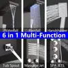OUIO Black Shower Panel Wall Mounted LED Rainfall Waterfall Shower Head Rain Massage Stainless Steel Bathroom Shower Panel 4