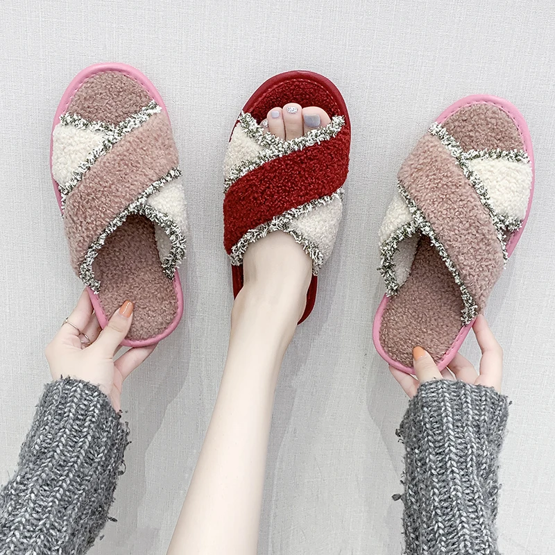 

EOEODOIT Autumn House Shoes Slippers Cozy Flat Heel Open Toe Women Anti Skid Floor Bedroom Slides Drags