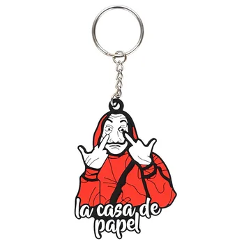 

New The House of Paper Money Heist Keychain La Casa De Papel Salvador Dali Professor Funny Key Chain Women Men Jewelry Gift