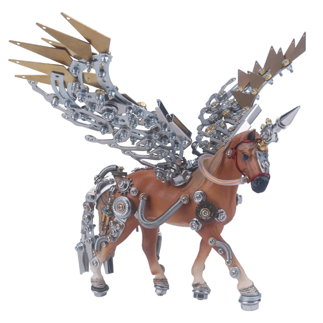 752Pcs Steampunk Style DIY Metal Unicorn Model Puzzle Model Kit 3D Assembly Toy (No Base Horseshoe Version)