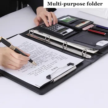 

A4 File Folder Conference Multifunction Pouch Cover Office Business Management Clip Binder Calculator Card Holder Manager Clip