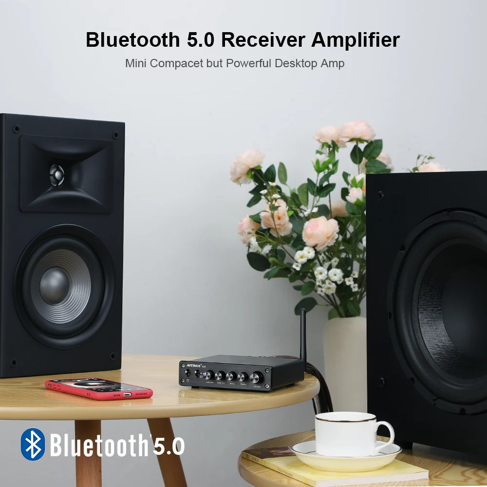 AIYIMA A03 TPA3116 Amplificador Subwoofer Audio Bluetooth Sound 2.1 50Wx2+100W HiFi TPA3116D2 Digital Power Home Amplifier 5