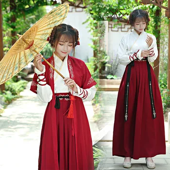 

New Chinese National Folk Traditional Red Costumes Embroidery Oriental Chinese Style Ancient Folk Dance Fairy Retro Elegant