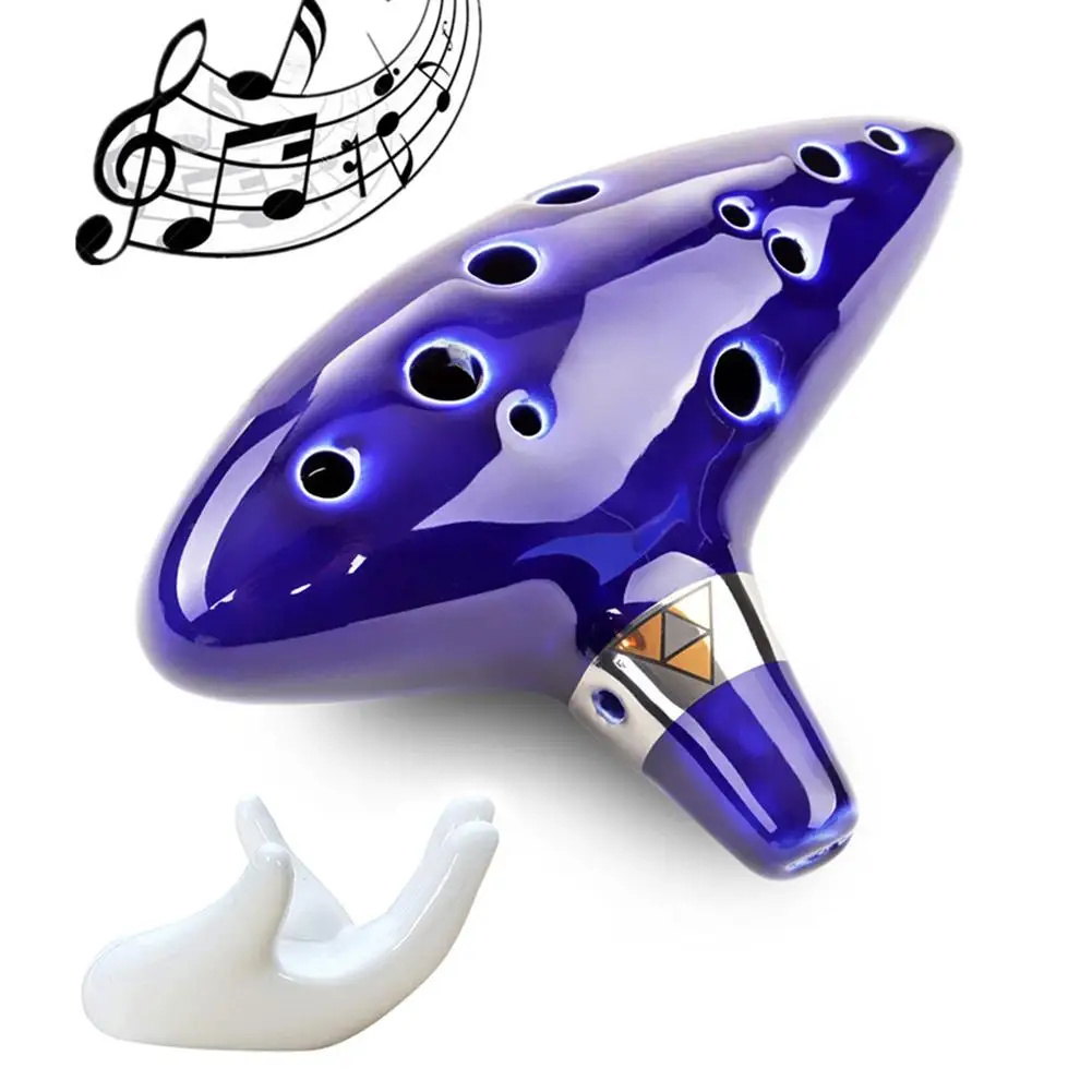Instrumento Musical de Ocarina azul de 12 agujeros, instrumento Musical