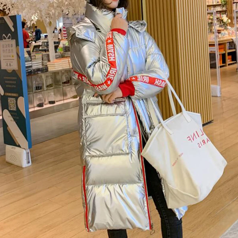 

Winter Jacket Women Long Glossy Down Cotton Padded Parka Hooded Big Size Slim Quilted Warm Thick Parka Female Winter Coat s600