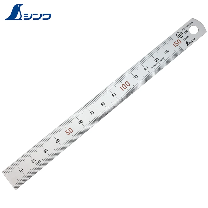 Japanese Shinwa stainless steel ruler thickened steel ruler high precision 15 / 30 cm  ruler slider 6