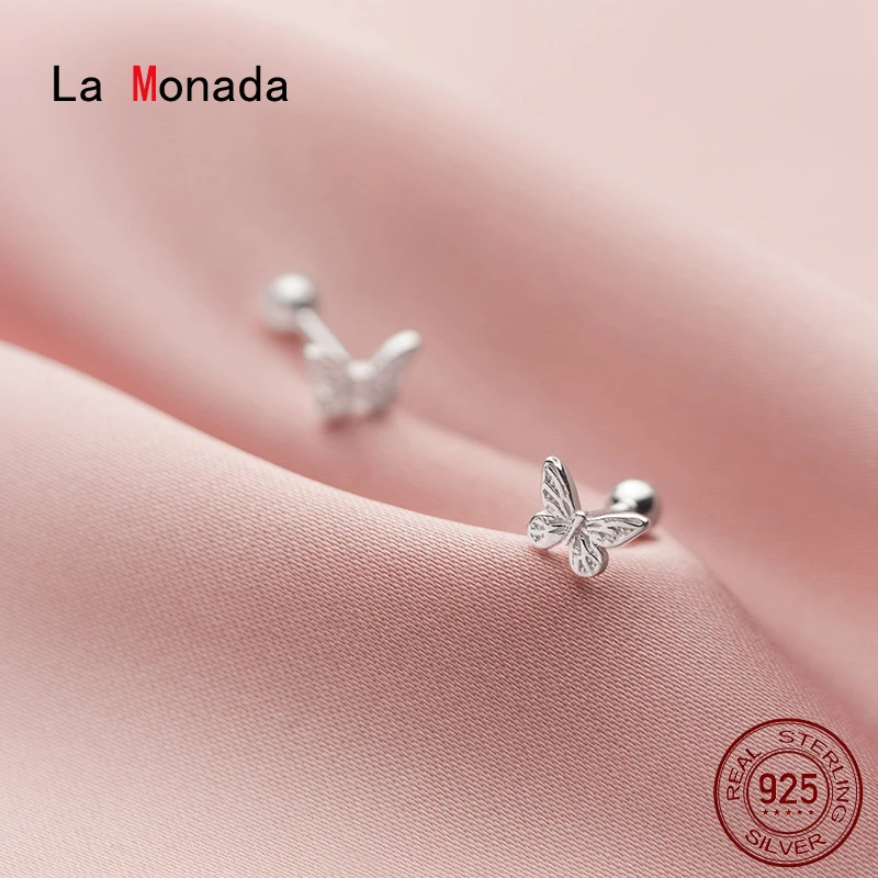 925-Silver Jewelry Stud-Earrings La-Monada Butterfly Fine Women Small
