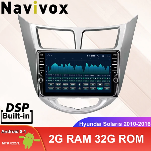 Navivox 2G+ 3 2G Android 8,1 DSP автомобильный Радио Мультимедиа Видео плеер для hyundai Solaris 1 2010- навигация gps 2 din без DVD - Цвет: 2G RAM 32GROM