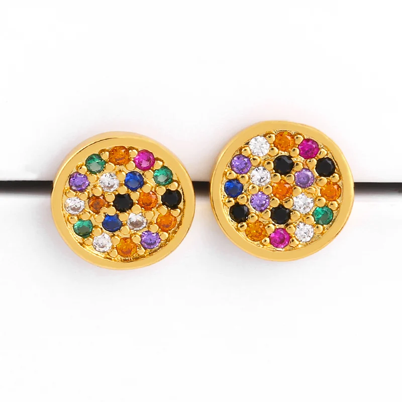 FLOLA Rainbow Heart маленькие серьги гвоздики Girls 24K Gold CZ милые крошечные Радуга ювелирные