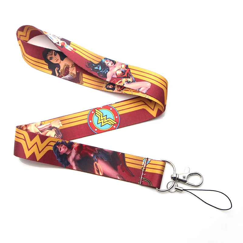 PC164 20 шт./лот брелок для ключей Wonder Woman Lanyards Id держатель для ID карты для спортзала держатель для мобильного телефона USB
